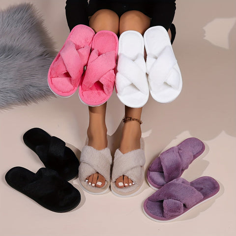 Damen Plüsch Slip-On Hausschuhe - Luxus Komfort mit Antirutsch