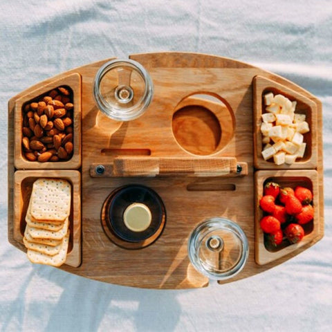 Eleganter Eichen Picknick Wein Tisch – Kompakt & Vielseitig
