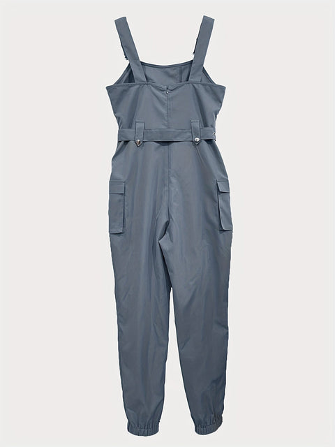 Effen Cargo Jumpsuit für Damen – Ärmellos und Mit Gürtel für Komfort und Stil