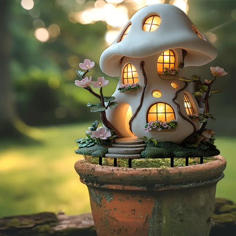 Verzauberndes Weihnachtshäuschen Gartenfigur - Eine Magische Atmosphäre für deinen Garten