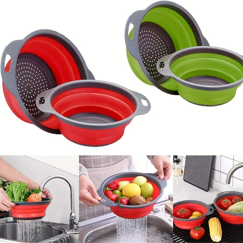 Faltbare Silikon-Sieb-Set – Perfekt für Pasta, Gemüse und Obst