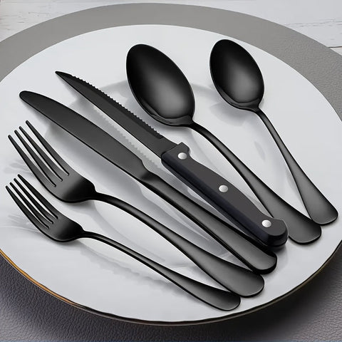 Schwarzes Edelstahl-Besteckset – Modernes Design mit Hochwertiger Verarbeitung