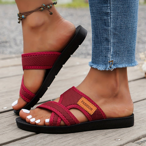 Damen Mesh Slide Sandalen – Leicht und Atmungsaktiv mit Kreuzriemen