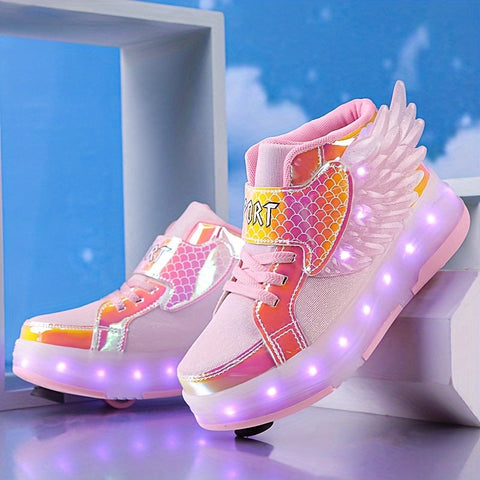 Leuchtende Rollschuh-Sneaker mit Flügeln – USB Aufladbar für Mädchen und Teenager