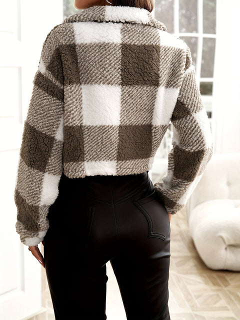 Maya Karierter Teddy Mantel - Stilvoll und Bequem für Damen