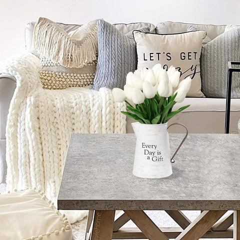 Set von 10 Künstlichen Weißen Tulpen – Perfekt für Hochzeiten, Fotografie und Innendekoration