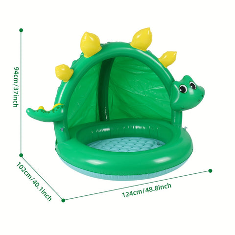 Aufblasbares Dinosaurier Schwimmbad für Babys – Mit Sonnenschutz & Verspielt Design