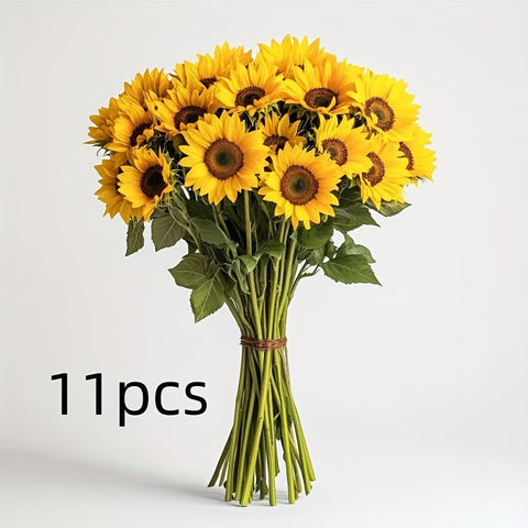 Set von 11 Lebhaften Sonnenblumen – Perfekt für den Herbst, Hochzeiten und Gartendekoration
