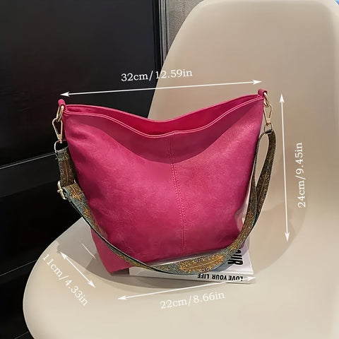 Breite geometrische Tasche – Große Kapazität Crossbody mit Retro-Vibe