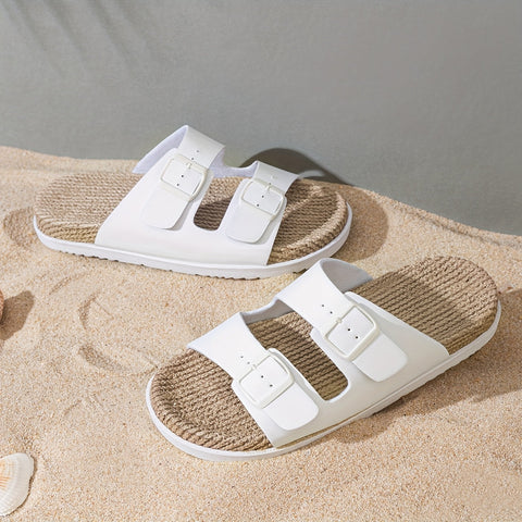 Stylische Herren Slipper – Atmungsaktiv mit Schnallenriemen und Rutschfester Sohle