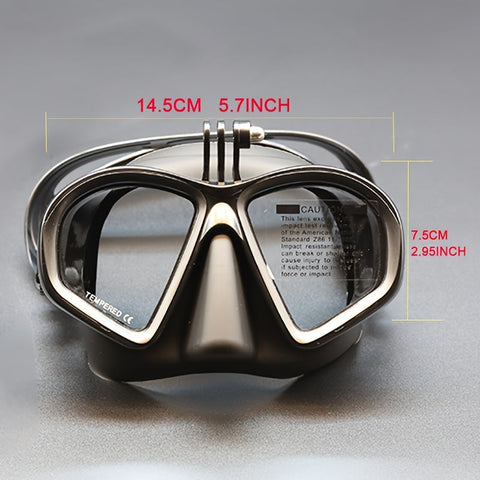 Temperiertes Tauchermaske mit Aufbewahrungstasche - Tauchbrille mit Anti-Beschlag und Kamerahalterung