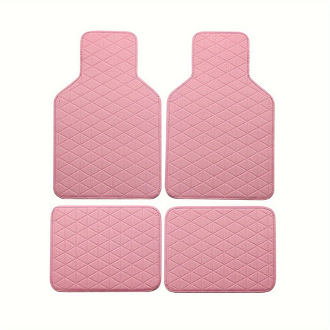 Set von 4 Wasserdichten PU-Leder Fußmatten für Autos – Stilvoll und Langlebig
