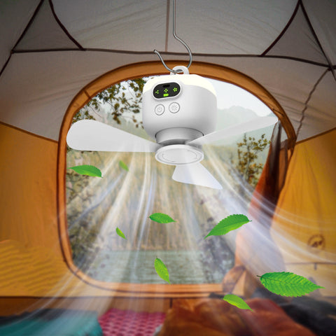 Tragbarer Campingventilator mit Beleuchtung – Wiederaufladbar und mit Fernbedienung für draußen