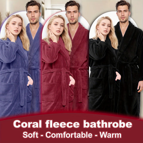 Luxe Unisex Coral Fleece Bademantel – Ultraweich und Warm für Deinen Komfort