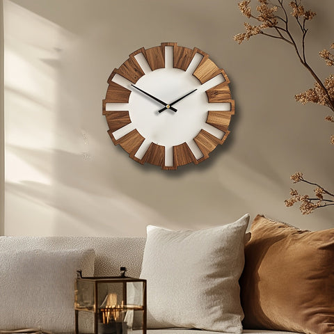 Rustikale Holz-Wanduhr mit stillem Uhrwerk – Zeitloses Design für Wohnzimmer, Büro und Schlafzimmer