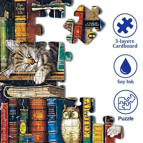Kat auf dem Bücherregal Puzzle – Für Puzzler und Katzenliebhaber