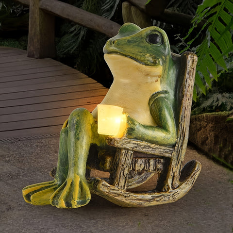 Entspannter Kermit Solar Figur – Stimmungsvoll und Wetterbeständig