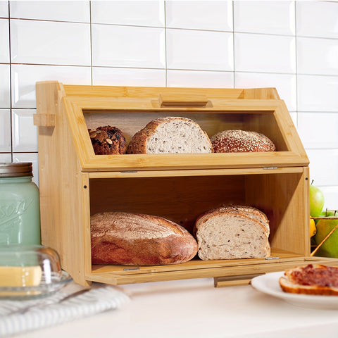 Bambus Brotkasten mit Doppelten Regalen – Praktisch und Stilvoll