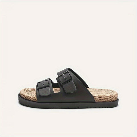 Stylische Herren Slipper – Atmungsaktiv mit Schnallenriemen und Rutschfester Sohle