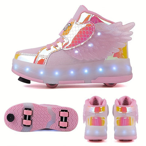 Leuchtende Rollschuh-Sneaker mit Flügeln – USB Aufladbar für Mädchen und Teenager