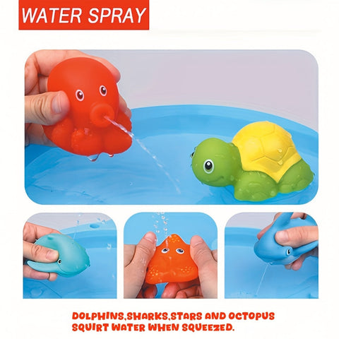 Badespielzeug-Set mit Netzen – Treibende Meeresbewohner und Wasser Spritzer