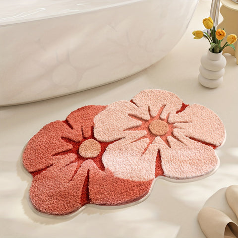 Fluffy Blumen Badezimmerteppich – Absorbierend und Weich für Extra Komfort