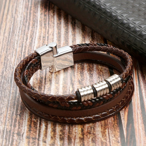Verfeinerte Geflochtene Lederarmband - Für den Stilvollen Mann