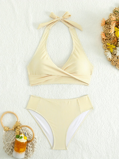 Damen Bikini-Set mit Feinem Gestreiften Halterdesign – Bequem und Modisch
