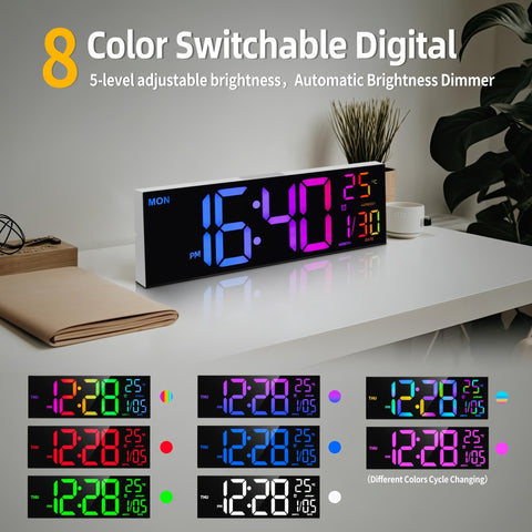 LumiWall Digitale Wanduhr – Groß, Farblich und Einfach Ablesbar