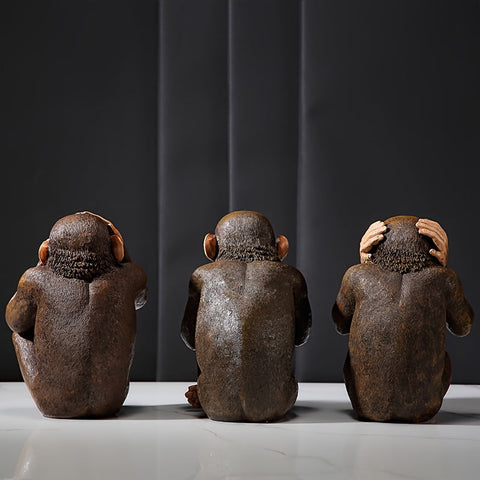 Chimpanseeskulpturen Set von 3 Figuren - Verspielt und Realistisch für Dein Interieur