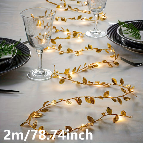 Goldene Blätter Lichterkette - Elegante Beleuchtung für Tischdekoration und Feiern