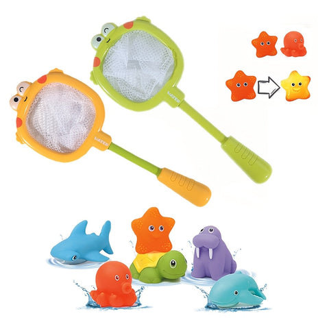 Badespielzeug-Set mit Netzen – Treibende Meeresbewohner und Wasser Spritzer