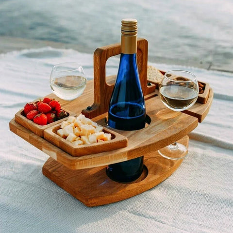 Eleganter Holz-Picknick-Weintisch – Praktisch und Luxuriös
