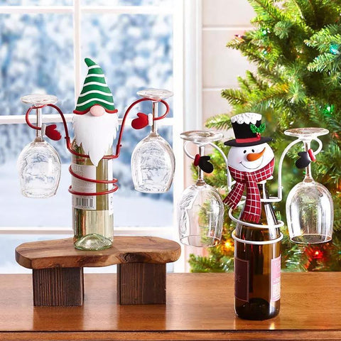 Festliche Cheers Weinglas Halter – Weihnachtsmann & Schneemann Design für Festliche Tische
