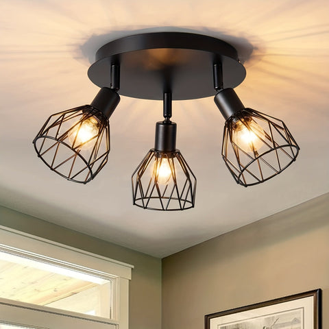 Industrielle Drei-Licht Deckenlampe - Für Flexible und Moderne Beleuchtung