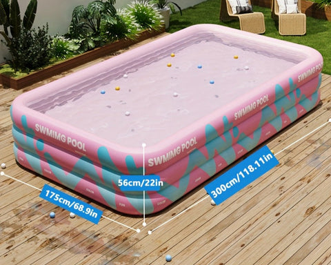 Fröhliches Aufblasbares Schwimmbad für den Garten – Langlebiges PVC, Perfekt für Sommerpartys und Familienvergnügen