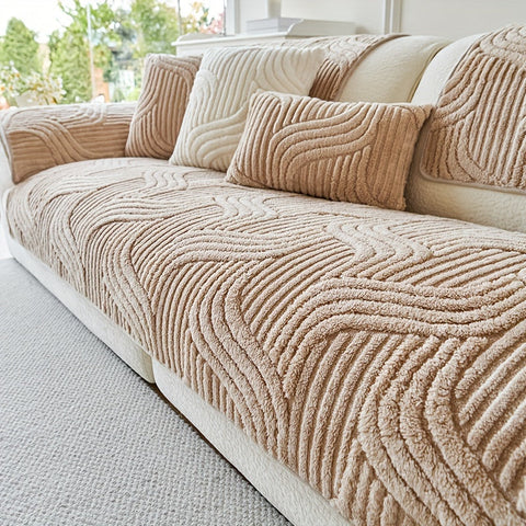 Luxe Plüsch Sofaüberzug – Rutschfest und Atmungsaktiv für ein Gemütliches und Modisches Wohnzimmer