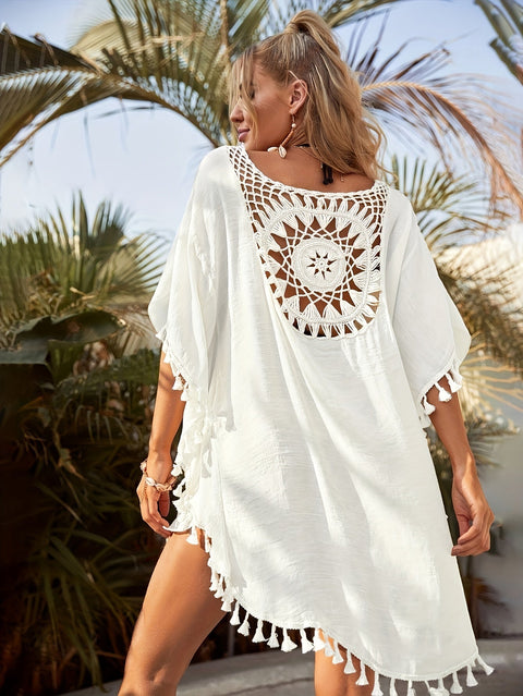 Bohemian Strandtunika mit Häkelrücken-Detail - Stilvoll und Komfortabel für den Sommer