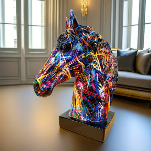 Buntes Pferdekopf-Skulptur - Einzigartige Dekoration für jedes Interieur