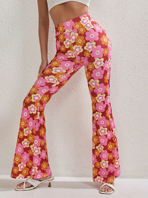 Fröhliche Blumen Flared Hose – Stilvoll und Atmungsaktiv für Frühling und Sommer