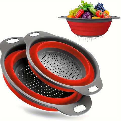 Faltbare Silikon-Sieb-Set – Perfekt für Pasta, Gemüse und Obst