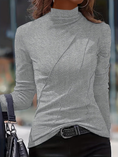 Geometrisches Shirt mit Hohem Kragen – Elegante und Bequeme Wahl für Jeden Tag