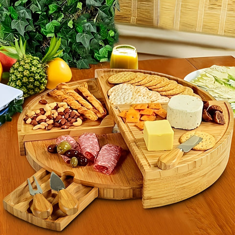 Bamboo Delights Käse- und Snackbrett Set – Originell und Praktisch für Gemütliche Momente