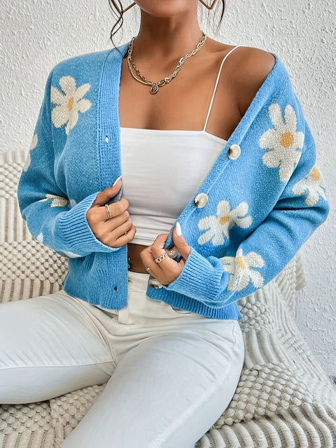 Fröhlicher Blumen Cardigan – Bequem und Stilvoll für den Frühling und Herbst