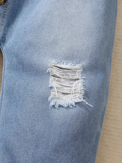 Denim Traumfänger Romper für Kinder – Verspielte Rüschen und coole Details