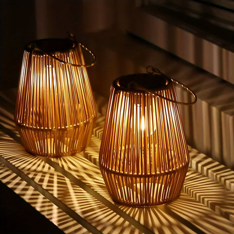 Boho Solar Hängeleuchten Set – Nachhaltige Wicker Laternen für Garten und Balkon