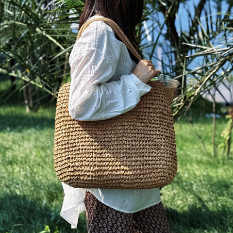 Damen Große Kapazität Gewebte Tote Tasche mit Reißverschluss