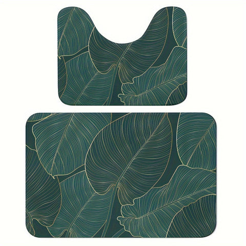Tropische Blätter Badmatte Set – Absorbierend und Komfortabel für das Badezimmer