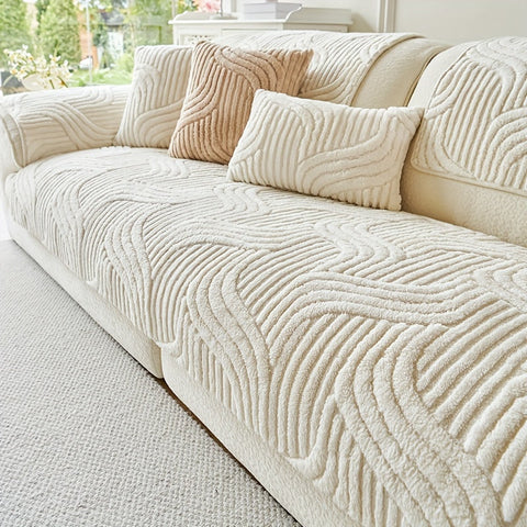Luxe Plüsch Sofaüberzug – Rutschfest und Atmungsaktiv für ein Gemütliches und Modisches Wohnzimmer