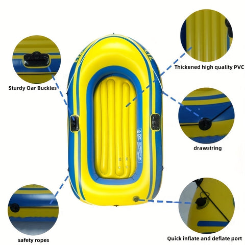 Aufblasbares Fischerboot Set – Leichtes PVC Boot für 2 Personen mit Paddeln